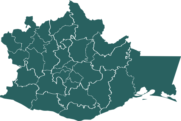 Mapa de las regiones de Oaxaca